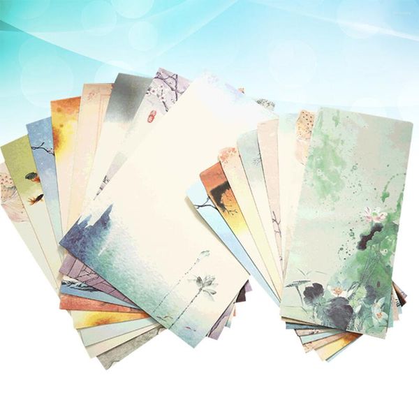 Papel de regalo 6 juegos de sobres de impresión de estilo chino y juego de letras papeles bonitos sobres de diseño papelería de escritura al azar