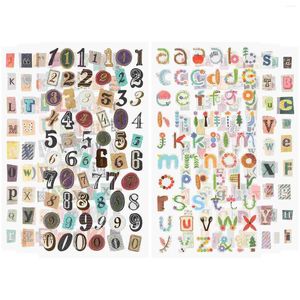 Enveloppe cadeau 6 feuille Scrapbooking Scrapbooking Graffiti Nombres de lettres vintage auto-adhésifs décalcomanies pour les cartes d'artisanat de bricolage intime