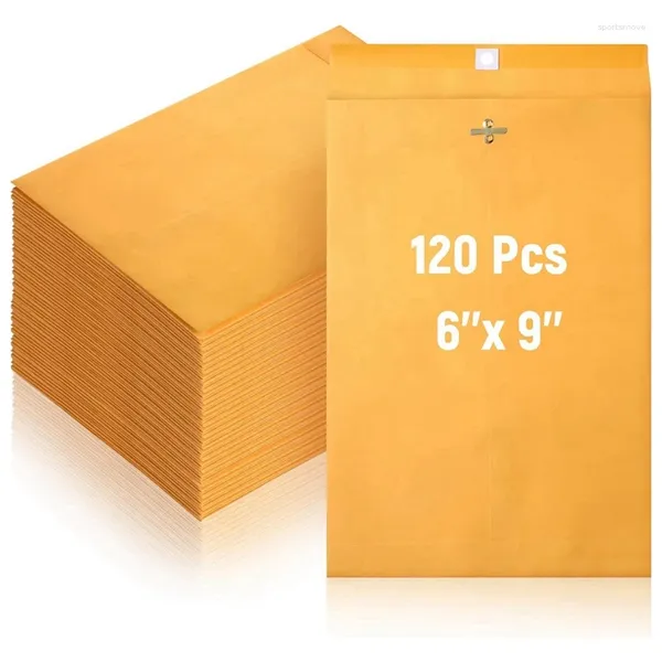 Envoltura de regalo Sobres de cierre de 6 x 9 pulgadas con sello engomado Pequeño correo hecho de papel Kraft de 28 libras a granel 120 paquetes duraderos