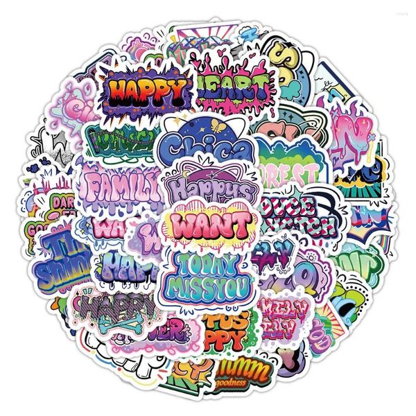 Cadeau cadeau 60/120pcs INS nouveauté dessin animé mots anglais autocollants PVC décalcomanies imperméables pour enfants garçons filles jouets cadeaux