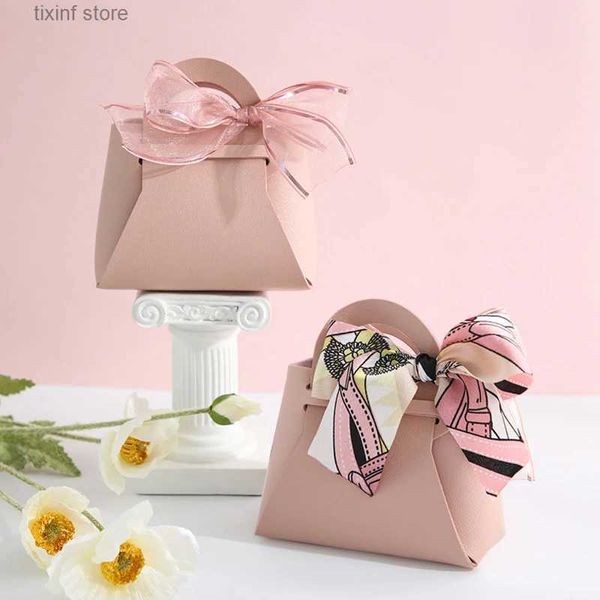 Cadeau Wrap 60pcs sacs-cadeaux en cuir pour Pâques Eid mariage invité boîte de faveur mini sac à main avec ruban emballage boîte distributions cadeaux de fête T240309