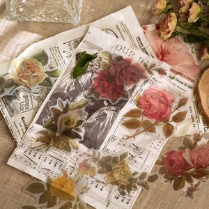 Gift Wrap 60 stks / Pack Sticker 6 Designs Tracing Paper No4 Flower Shop Series Handboek Diary DIY Materiaal Decoratieve Stickers Scrapbooking