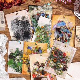 Cadeau cadeau 60pcs Vintage Nature Fleur Plante Scrapbooking Autocollants Décorer Fournitures Pâte Papier DIY Junk Journal Collage Journal Matériel