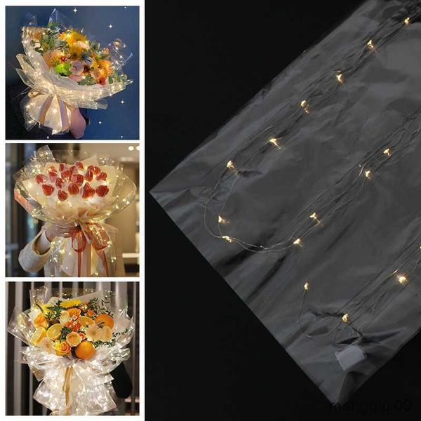 Envoltura de regalo 60x60 cm Papel luminoso Ramos de flores de flores Papel de embalaje con flores de bricolaje LED Decoración Florista Suministros R230814