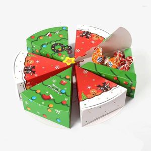 Geschenkomschakeling 6pcs Cake Shape Christmas Candy Boxes 2024 Year Xmas Tree Pattern Cookies Snack Baking Packaging Box