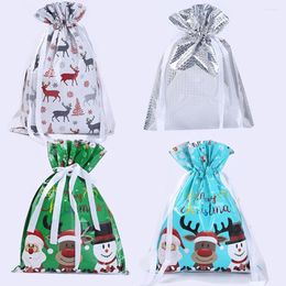 Emballage cadeau 6 pièces sacs à cordon de noël assortis sac d'emballage biscuits bonbons emballage fournitures d'anniversaire