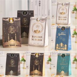 Geschenkwikkeling 6pcs Eid Mubarak Candy Box Favors ramadan tas met stickers Islamitisch moslimfestival Happy Al-Fitr Event Party Supplies