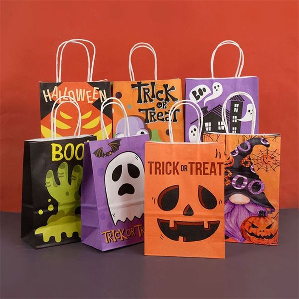 Emballage cadeau 6pcs Halloween Sac en papier Trick ou Treat Pumpkin Ghost Candy Cookie Snack Ba 220826