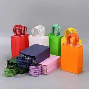 Enveloppe cadeau 6pcs sacs de papier kraft colorés à la main Mini emballage de bonbons colorés