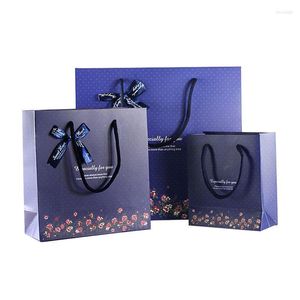 Emballage cadeau 6 pièces sac bleu de haute qualité pour fête bébé douche boîtes de chocolat avec poignée paquet faveurs de mariage bonbons