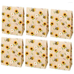 Papel de regalo 6 piezas Honey Bee Bags Bumble Theme Party Candy Favor para niños Honeybee Birthday S Baby Shower Supplies