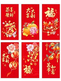 Geschenkwikkeling 6pcs Hongbao Chinese rode envelop jaar Money Bag Spring Festival Lucky Pocket Party Wedding Supplies