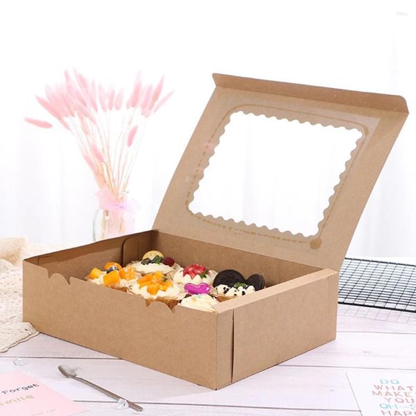 Enveloppe-cadeau 6pcs Kraft Cupcake porteuse avec doublures 12 Count Paper Muffin Box Packing Packaging For Cookies Muffins Pastries