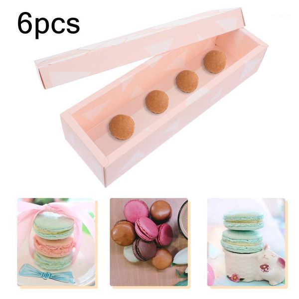 Papel de regalo 6 uds. Cajas de Macaron impresión caja de postre galletas para tienda taza pastel y embalaje venta al por mayor hornear