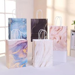Enveloppe cadeau 6pcs Design en marbre sac en papier kraft avec manche de fête d'anniversaire sac d'emballage cadeaux de mariage pour les fournitures de Ramadan Guest Ramadan