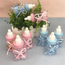 Geschenkwikkeling 6pcs Mini Babyfles snoepdoos Geslacht Reveed Party Decor Packaging Kids Happy Birthday Doop Shower Seleverie