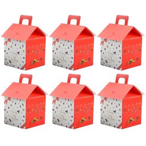 Emballage cadeau 6pcs papier cadeau boîte de Noël en forme de toit de Noël BoxGift