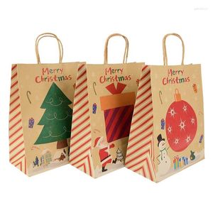 Papel de regalo, 6 uds., bolsas de papel Kraft de Navidad portátiles, bolsas de embalaje de Navidad para niños, decoraciones para el hogar, Navidad, año 2023