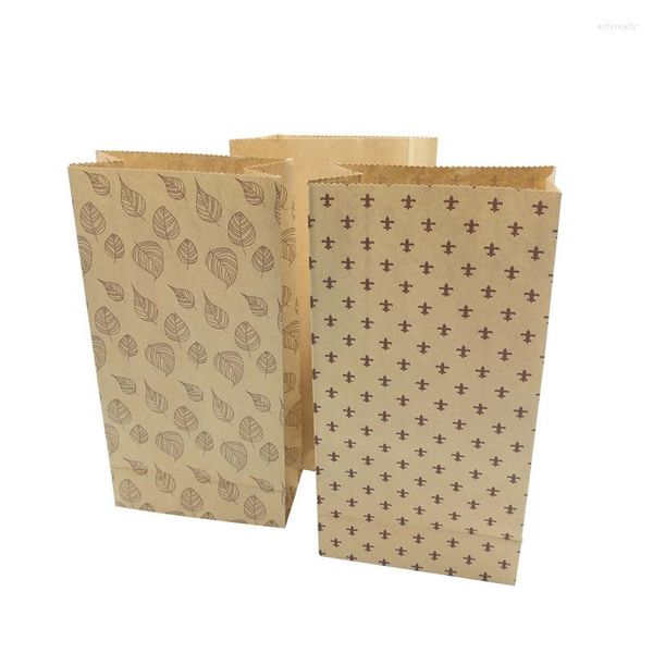 Emballage cadeau 6 pièces imprimé Kraft papier sac joyeux anniversaire fête enfants bonbons biscuits cuisson gâteau emballage bébé douche décor