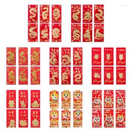 Envoltura de regalo 6pcs sobres rojos festival de primavera chino dragón año paquete de dinero 2024 bolso g5ab