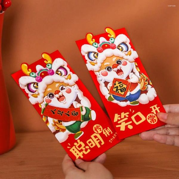 Enveloppe-cadeau 6pcs / set 2024 ans enveloppes rouges dragon souhaits poche festival de printemps chinois hong bao fête de la fête