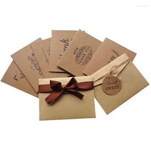 Geschenkwikkeling 6pcs/Set blanco Bedankt Kraft Paper Cards Opmerking Envelops wensuitnodiging bruiloft bedankt verjaardag diy