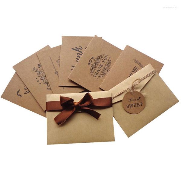 Papel de regalo 6 unids/set en blanco gracias tarjetas de papel Kraft nota sobres invitación de felicitación boda gracias cumpleaños DIY