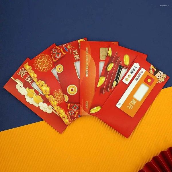 Enveloppe cadeau 6pcs / set décorations de l'année chinoise Dragon Red Enveloppe Lucky Money Pouch Bricol