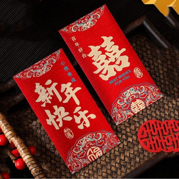 Envoltura de regalos 6pcs/set año chino rojo envolvente feliz hongbao 2024 bolsillo afortunado de dinero tradicional sobres boda