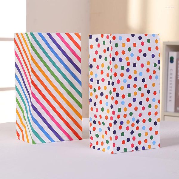 Papel de regalo 6 unids/set colorido punto bolsa de papel portátil Kraft Feliz cumpleaños chico adulto boda fiesta Favor caramelo