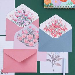 Cadeau cadeau 6pcs / set carte d'invitation de voeux fête de mariage note d'amour motif floral papier imprimé fleur lettre enveloppes ensemble
