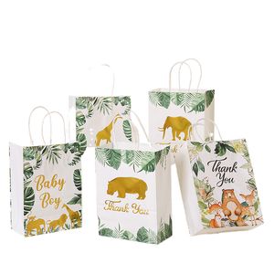 Geschenkwikkeling 6pcs/Set Jungle Safari Animal Zoo papieren zakken voor verjaardagsfeestje Candy Baby Shower Supplies TC095 221202