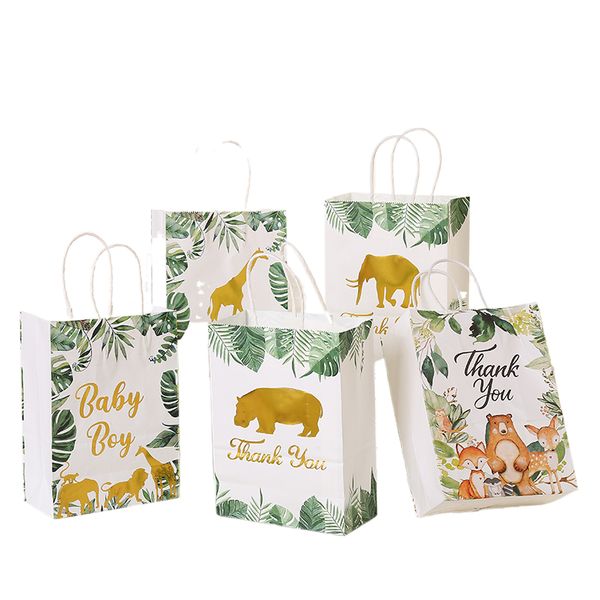 Cadeau cadeau 6pcs / Set Jungle Safari Animal Zoo Sacs en papier pour fête d'anniversaire Candy Baby Shower Fournitures TC095 221202