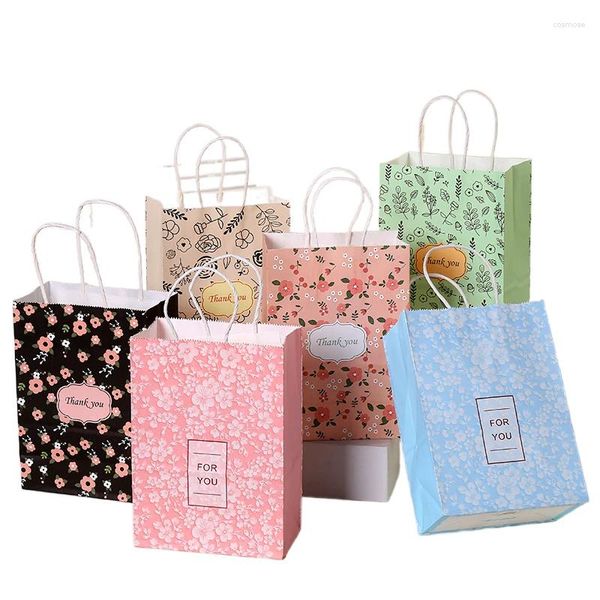 Enveloppe-cadeau 6pcs / ensemble sacs de papier kraft transporter sac d'anniversaire de mariage d'anniversaire Boîte de faveur de Noël avec poignée emballage emballage TC122