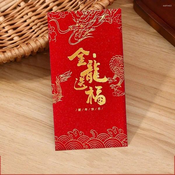 Cadeau cadeau 6pcs / set pas facile automne dragon année enveloppe rouge style chinois sac givré à paillettes d'or à installer