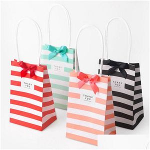 Cadeau cadeau 7.5x12x5cm sac coréen petit bonbon couleur papier kraft rayé mini poignées personnalisées portables décoration bijoux anniversaire dhahd