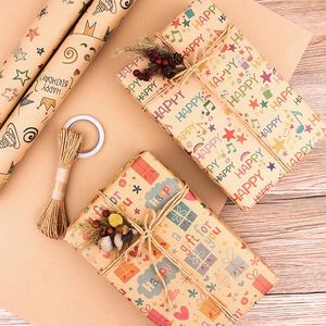 Geschenkwikkeling 70 cm Cartoon afdrukken Gelukkige verjaardag Kraft Wrapping Paper Decoratie Artware PACKING VELLUM ORIGAMI PAPERGIFT