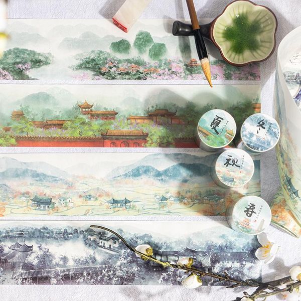 Envoltura de regalo 7 cm 2 m Paisaje chino Washi Tape Paisaje estético Decoración DIY Planificador Diario Scrapbooking Enmascaramiento Estacionario