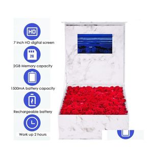 Emballage cadeau 7 pouces Lcd Sn Box avec vidéo 1500Ma batterie marbre pour ami/famille/collègues livraison surprise maison jardin festif P Dhwj8