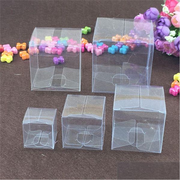 Cadeau cadeau 8 tailles carrées en plastique transparent boîtes en PVC boîte étanche transparente étuis de transport emballage pour bijoux / bonbons / jouets LZ0743 Drop de Dhbig