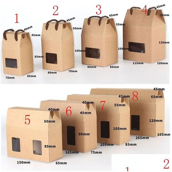 Envoltura de regalo 8 Tamaño Caja de ventana Papel Kraft Miel Mermelada Té Cajas de azúcar moreno Caramelo LX1125 Entrega de gota Hogar Jardín Suministros festivos para fiestas DHFXW