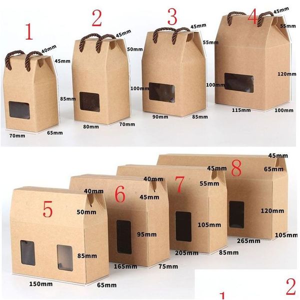 Envoltura de regalo 8 Tamaño Caja de ventana Papel Kraft Miel Mermelada Té Cajas de azúcar marrón Caramelo LX1125 Entrega de gota Hogar Jardín Suministros festivos para fiestas DHZP0