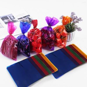 Geschenkwikkeling 80 stks Multi-gekleurde cellofaan transparante wraps Decoratieve DIY kleurrijke snoepverpakkingsbladen tassen