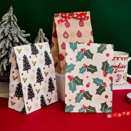 Cadeau Wrap 8pcs 12pcs Kraft Papier Candy Cookie Sac Père Noël Bonhomme de neige Sacs d'emballage de Noël Noël Navidad Party Decor Fournitures 231027
