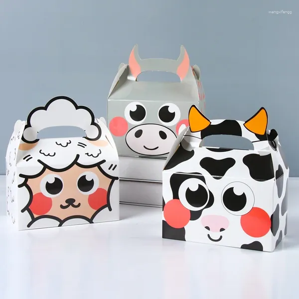 Enveloppe cadeau 8pcs Ferme à thème Paper Candy Cook Cookie Box Cartoon Animal Package Packaging Sac avec manche