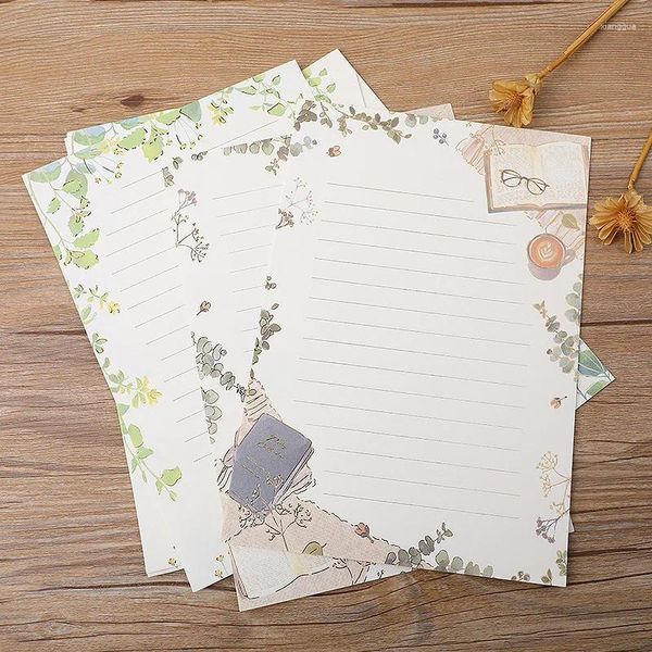 Cadeau cadeau 8pcs papier d'écriture de style frais pour enveloppes Kawaii bloc-notes notes de message fournitures de fête de mariage papeterie de bureau scolaire