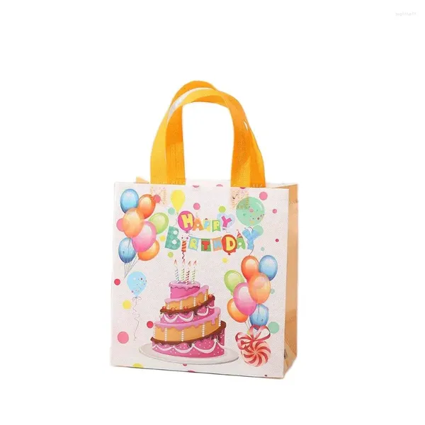 Cadeau cadeau 8pcs joyeux anniversaire sacs d'emballage baby shower sac en tissu non tissé bonbons biscuits enfants fête