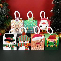 Cadeau cadeau 8pcs mini boîte de chocolat de bonbons de Noël avec poignée modèle d'arbre de père Noël cadeaux emballage fournitures de fête de Noël