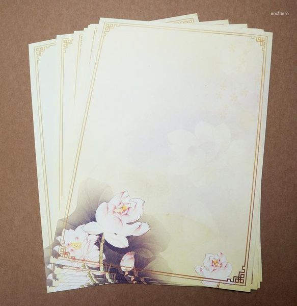 Emballage cadeau 8 pièces/paquet BZNVN lumière de rime chinoise Description papier de jacinthe de Lotus blanc