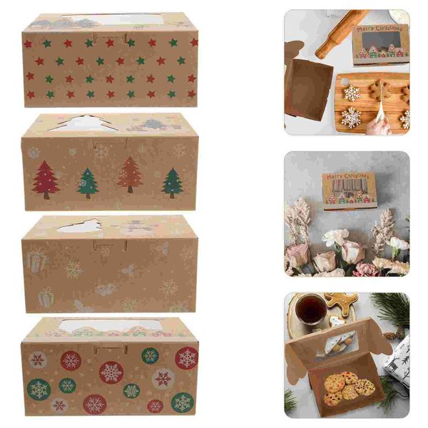 Cadeau cadeau 8pcs boîtes de boulangerie en papier beau gâteau dessert chic pour cadeau de fête de Noël